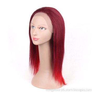 Premium natural remy Brazilian ombre red human hair wigs with highlights for white women